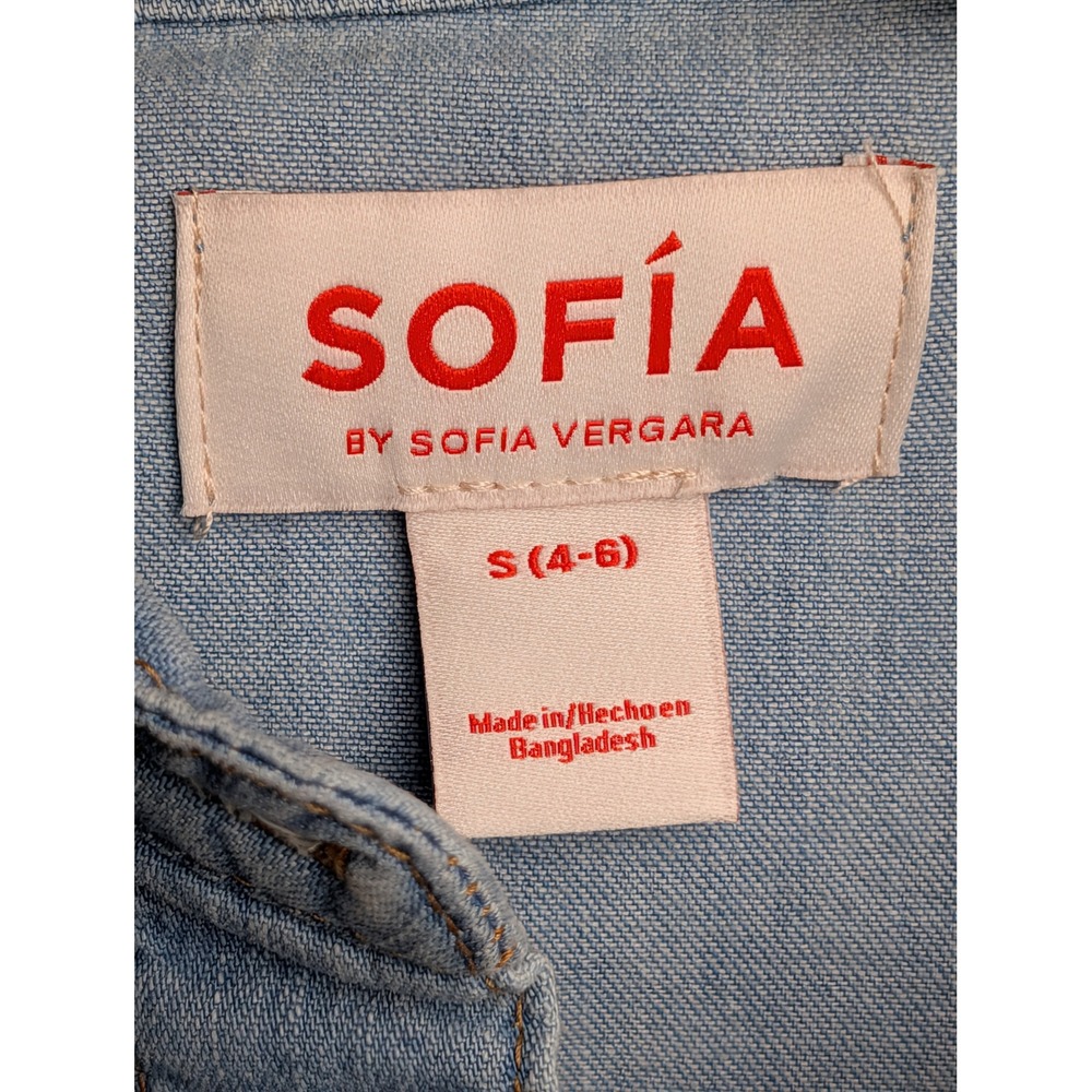 Sofia Vergara Oversized Boyfriend Denim Shirt Small 4-6 Light Wash‎ New NWT - Picture 5 of 9